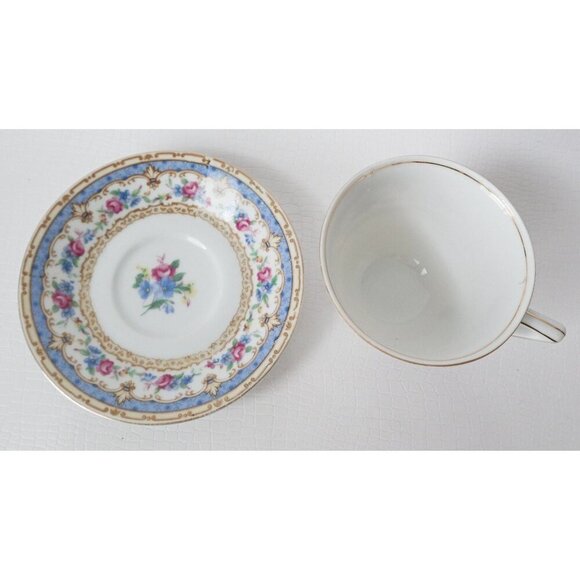 Tea Cup and Saucer Saucer Vintage Teacup and Saucer Clare Bone China Blue Floral - Picture 4 of 5
